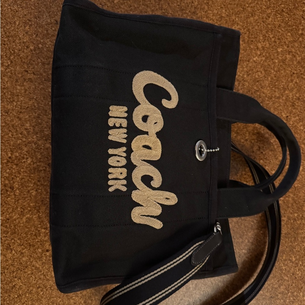 Coach Black Tote Bag with Silver Logo